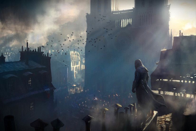 Arno looking at the Cathedral of Notre-Dame de Paris, Assassin's Creed  Unity 2880x1800