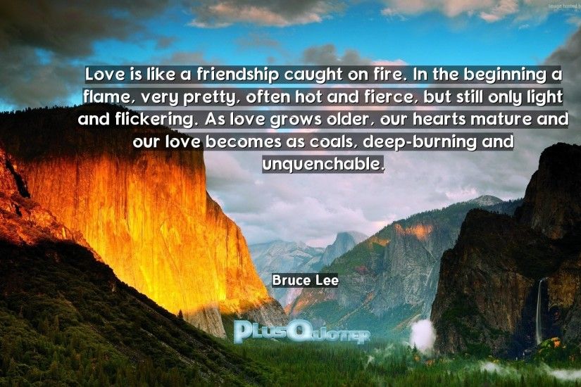 In the beginning a flame, very pretty, often hot and fierce, but still only  light and flickering. As love grows older, our hearts mature ...