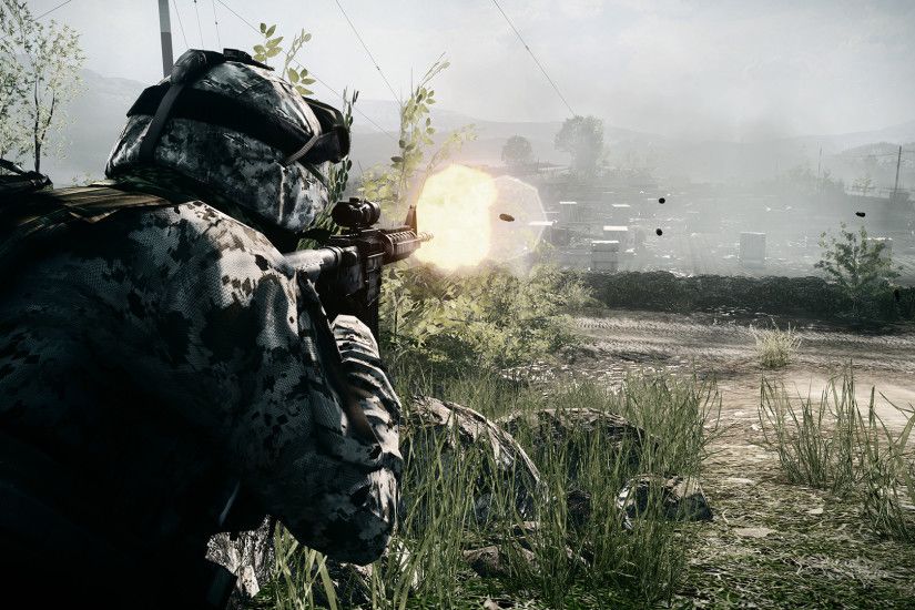 Battlefield 3 Firing M16 Military Uniform Soldier Valleys