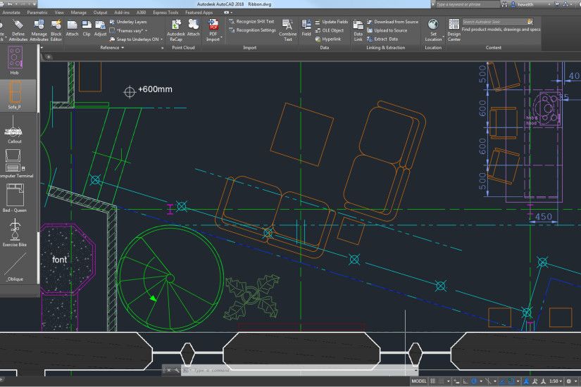 Access your favorite tools easily when you need them with the AutoCAD  ribbon.