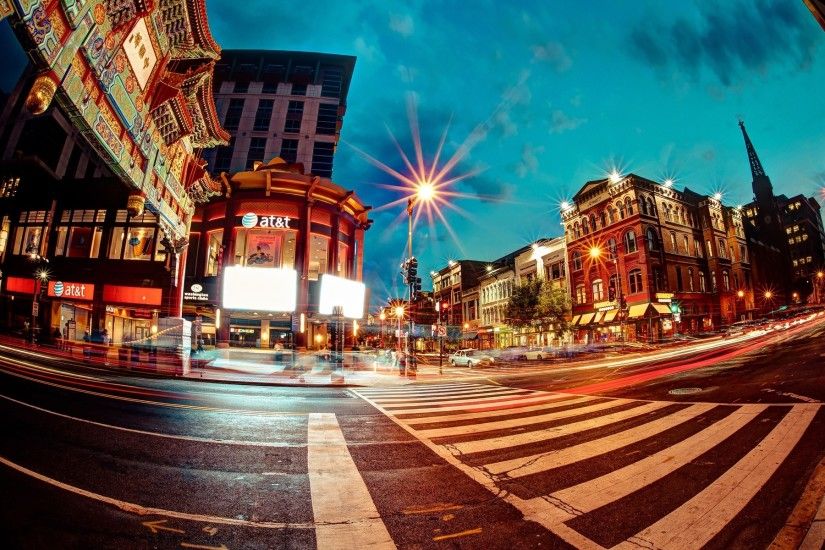 Photography - Fisheye Architecture Building Place Street Road People Light  Time-Lapse City Wallpaper
