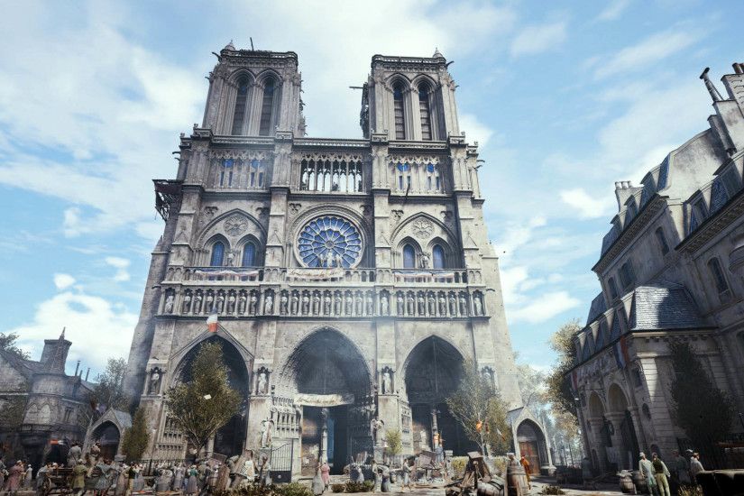 Beautiful Cathedral of Notre-Dame de Paris, Assassin's Creed Unity  1920x1080 wallpaper