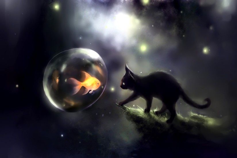 fantasy Art, Kittens, Goldfish, Apofiss Wallpapers HD / Desktop and Mobile  Backgrounds