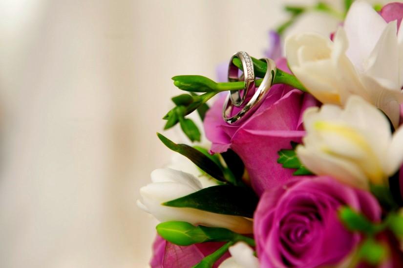 Wedding Rings On Flowers Bouquet Hd Wallpaper | Wallpaper List