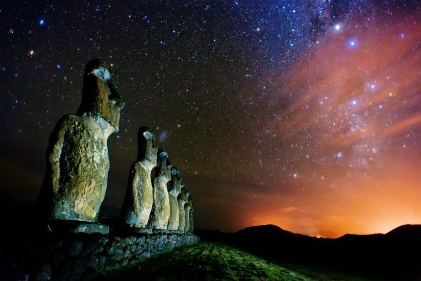 #culture, #stars, #sculpture, #Easter Island wallpaper