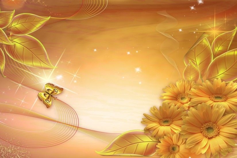 Preview wallpaper gold, background, lines, stars, leaves 1920x1080
