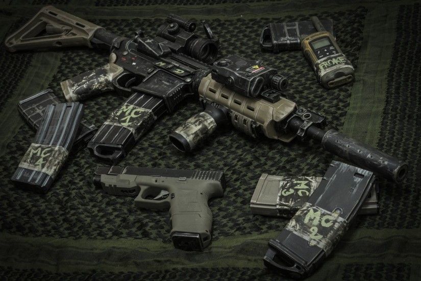 m4 assault rifle carabiner weapon glock 26 HD wallpaper