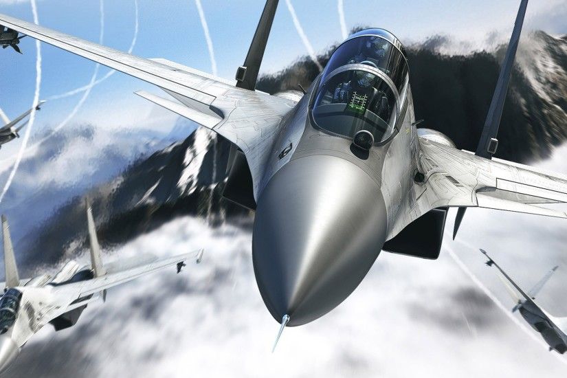 Aircraft Artwork Clouds Digital Art Fighter Jets Missiles Su-27 Flanker