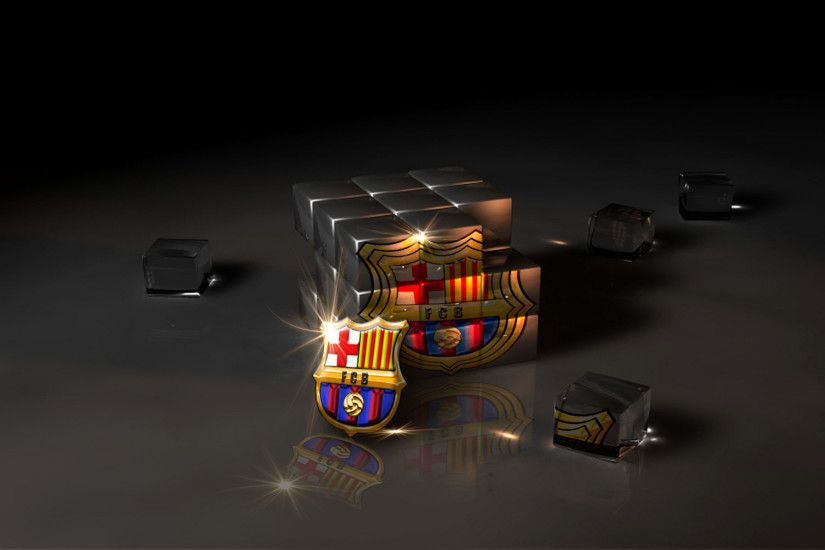 3D Cube FC Barcelona Logo Wallpaper High Resolution.
