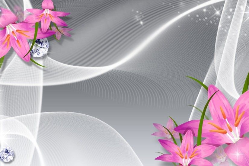 Pink Silver Lilies Abstract Smoke Flowers Silk Firefox Diamonds Jewels  Persona Flower Wallpapers Desktop Detail