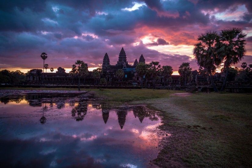 sunrise angkor wat cambodia landscape