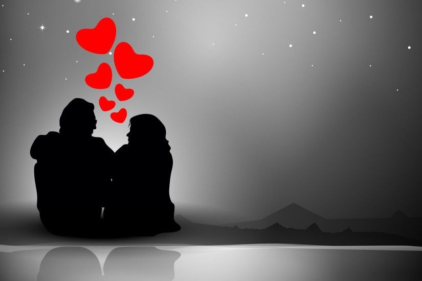 Love Heart Background With Couples