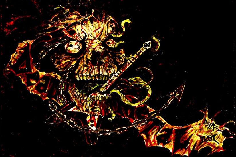 Death Metal Heavy Dark Evil Skull Guitar Wallpaper At Dark Wallpapers
