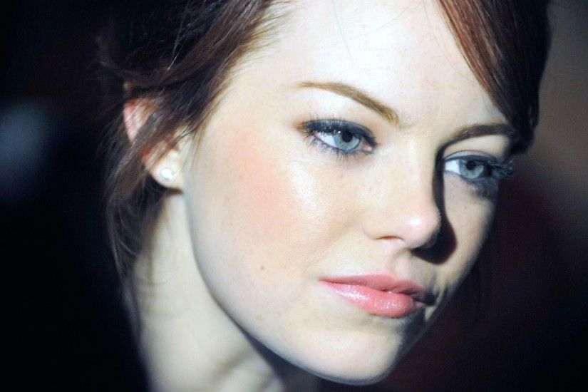 1920x1080 1920x1080 Wallpaper emma stone, brunette, makeup, face, smile