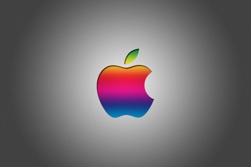 Colorful Apple Logo With Grey Background HD Wallpaper Desktop Mac