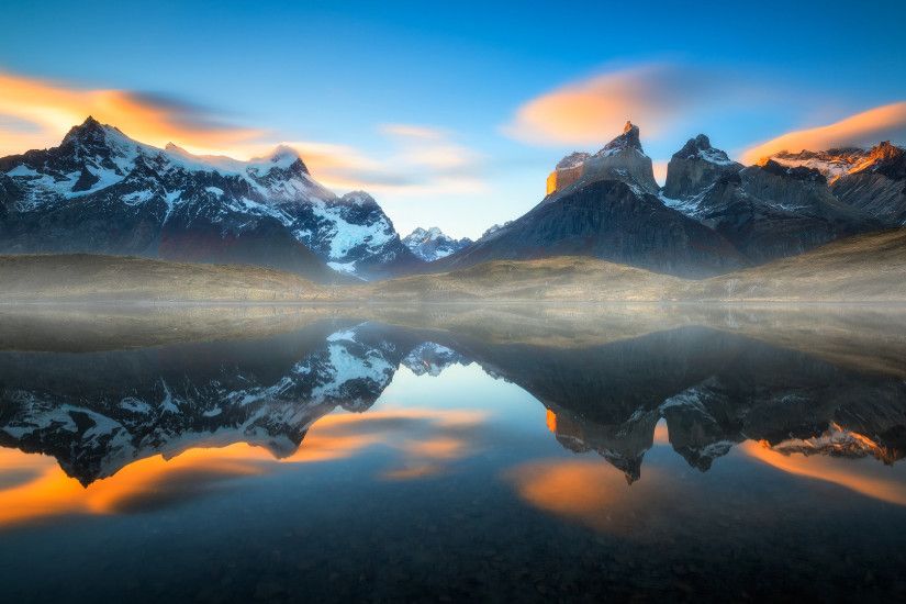 Preview wallpaper south america, chile, patagonia, andes mountains,  reflection 1920x1080