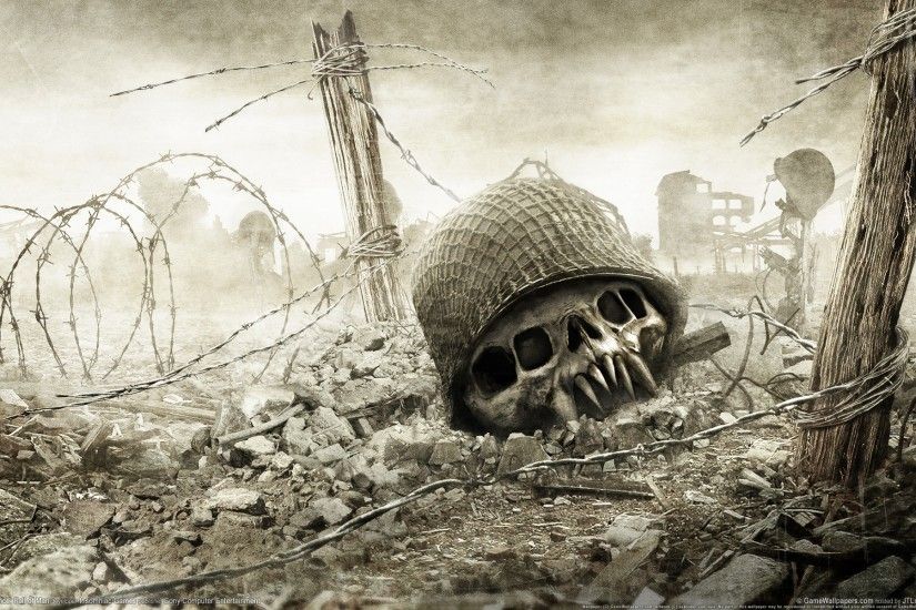video games, Resistance: Fall of Man, Skull, Helmet, Barbed wire Wallpapers  HD / Desktop and Mobile Backgrounds