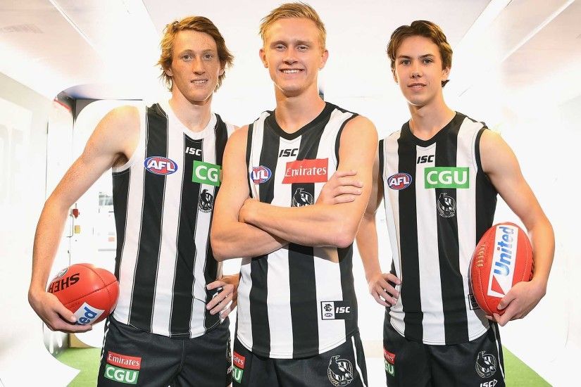 Magpie draftees Nathan Murphy, Jaidyn Stephenson and Tyler Brown. Picture:  AFL Photos