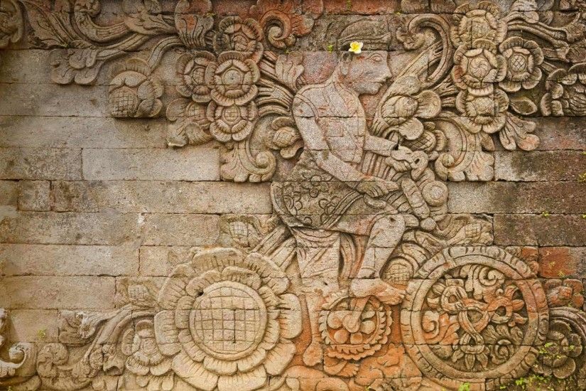 A carving of artist W.O.J. Nieuwenkamp at the Pura Meduwe Karang temple in  Bali, Indonesia
