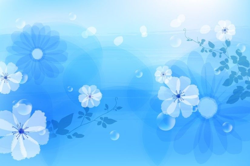 flowers, drawing, blue, background wallpaper thumb