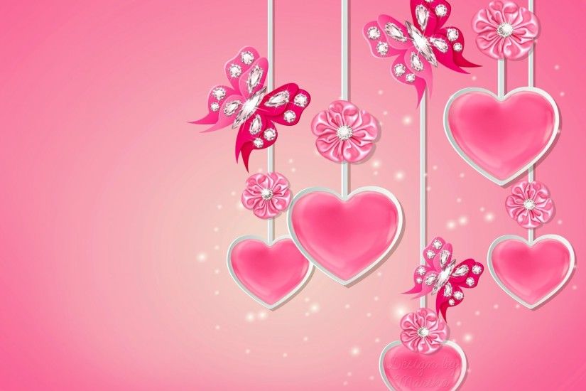 design by marika pink love heart romantic diamonds butterflies heart bow  diamonds butterfly