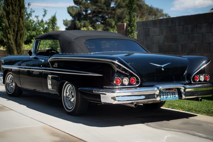 3840x2160 Wallpaper chevrolet, chevy, 1958, impala, black, rear view