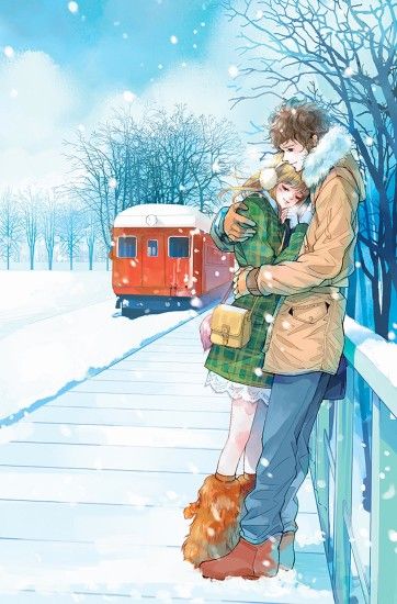 Red train anime couple snow romantic love tree wallpaper | 1440x2189 |  478648 | WallpaperUP