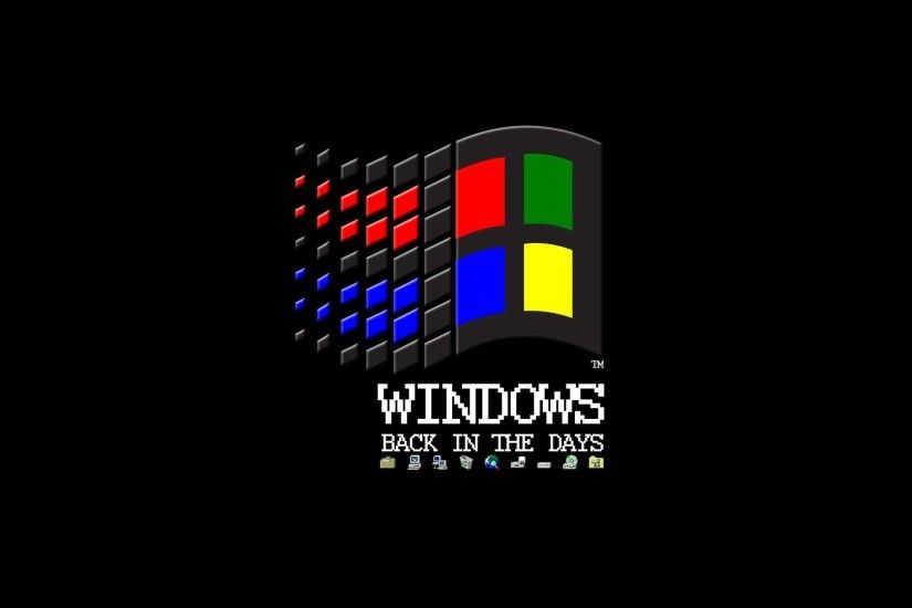 Microsoft Windows Vintage Logos Black Background