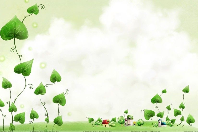 You are viewing wallpaper titled "Artistic Green Leaves" ...