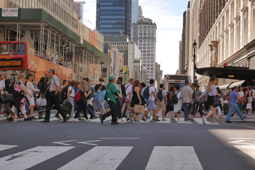 crowded city street in new york. people walking background Stock Video  Footage - VideoBlocks
