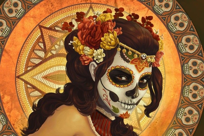 Sugar Skull, Dia De Los Muertos, Digital Art, Artwork, Women, Pattern,  Mosaic, Skull, Flowers, Mexico Wallpapers HD / Desktop and Mobile  Backgrounds