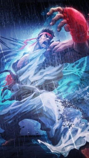 Preview wallpaper street fighter x tekken, ryu, angry, rain, clothes  1080x1920