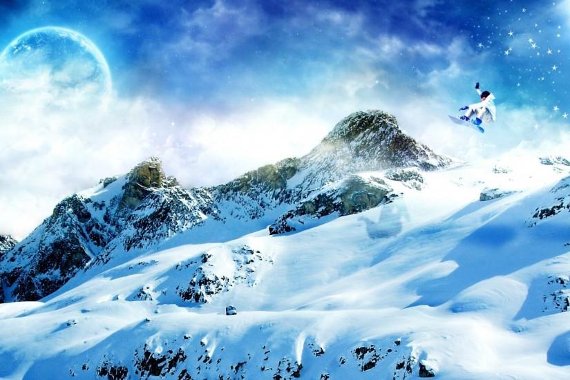 Preview wallpaper snowboard, snow, mountains 3840x2160