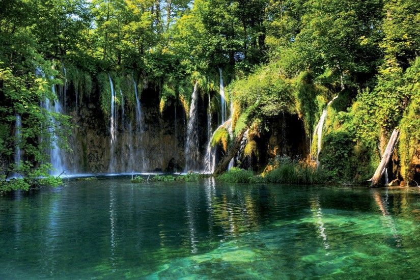 Landscape waterfall in the forest HD Desktop Wallpaper