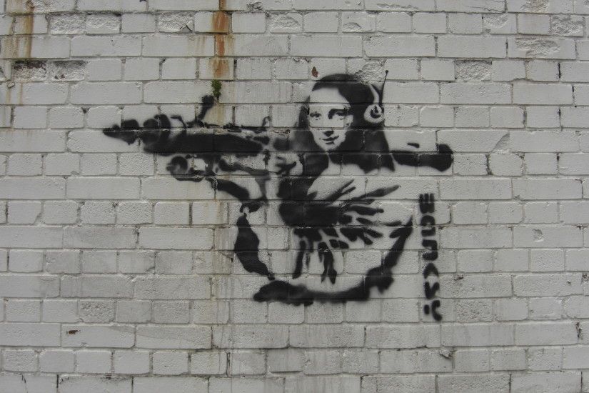 Banksy Mona Lisa Rocketlauncher, Banksy, Street Art, Streetart, Graffit, Mona  Lisa