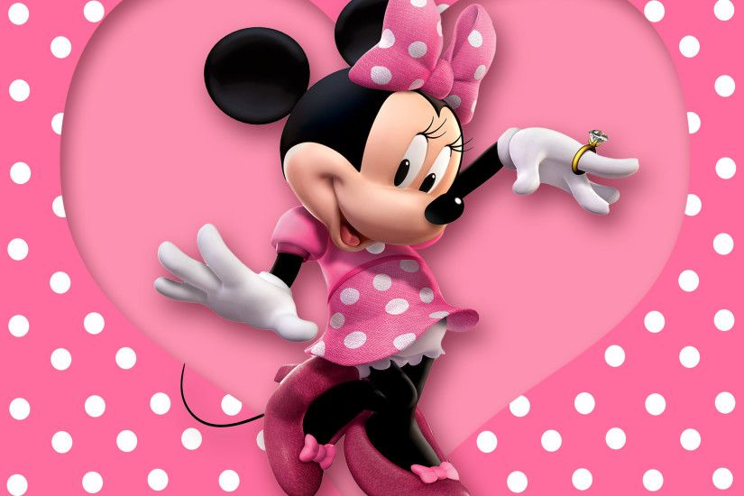 Minnie mouse Wallpaper, cartoon, disney, pink, polka dots, heart