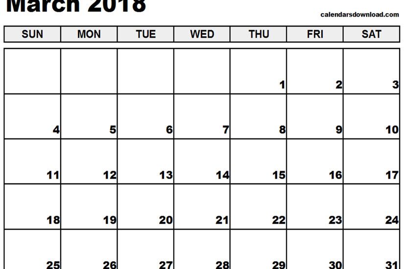 2018 calendar word
