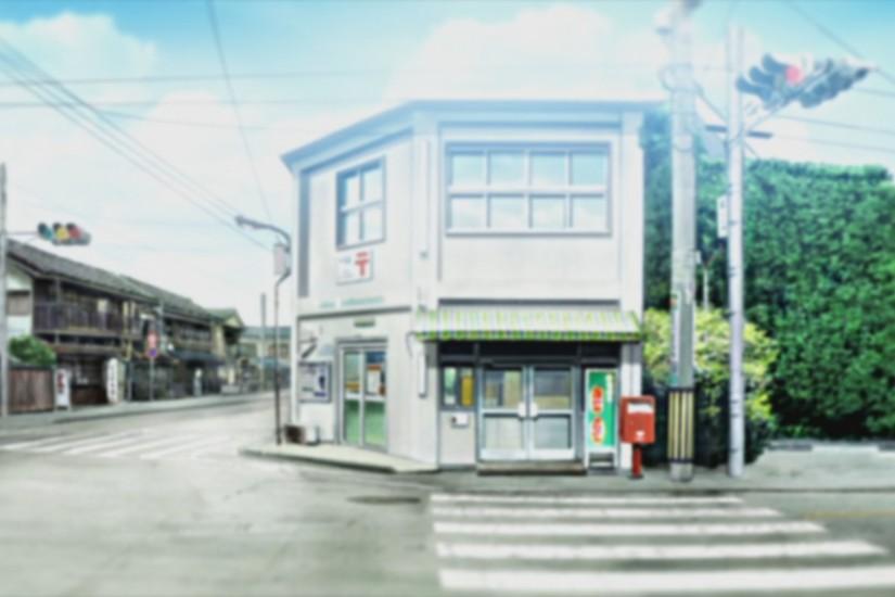 buildings illustrations roads anime Nichijou wallpaper