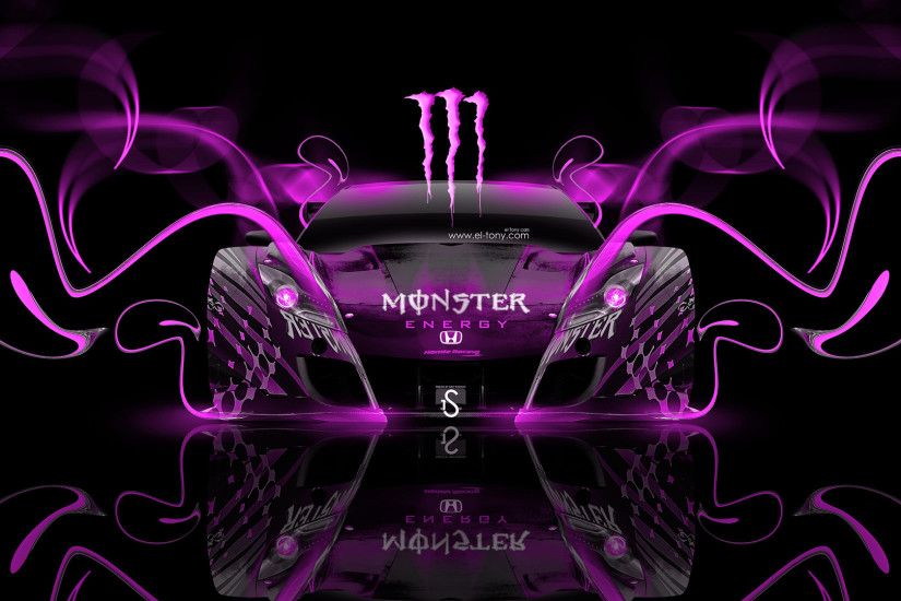 ... Monster-Energy-Honda-HSV-Pink-Neon-Plastic-Car-