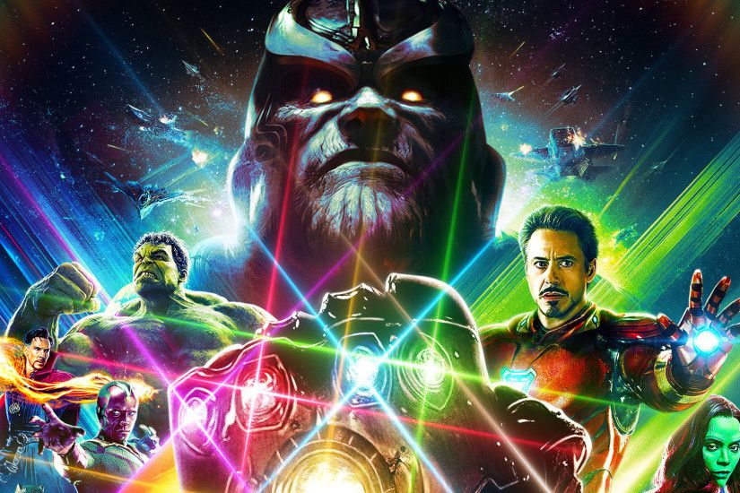 Avengers: infinity war, artwork, 2018 movie, hulk, iron man, thanos