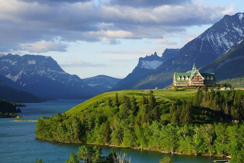 Prince of Wales Hotel, Waterton Lake, Alberta, Canada, Rocky Mountains  wallpaper 1920x1080