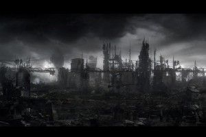 vertical Dark City Background 1920x1080