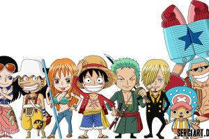 cool One Piece Chibi Wallpaper 2394x1091